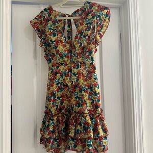 Colorful Floral Ruffle Dress